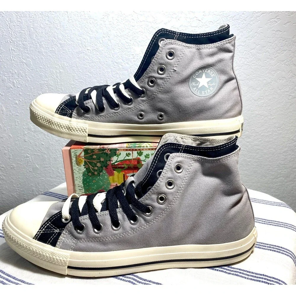 Converse Double Tongue High Top Sneaker Charcoal Gray Y2K Punk Emo NIB M11 W13 - Picture 3 of 11